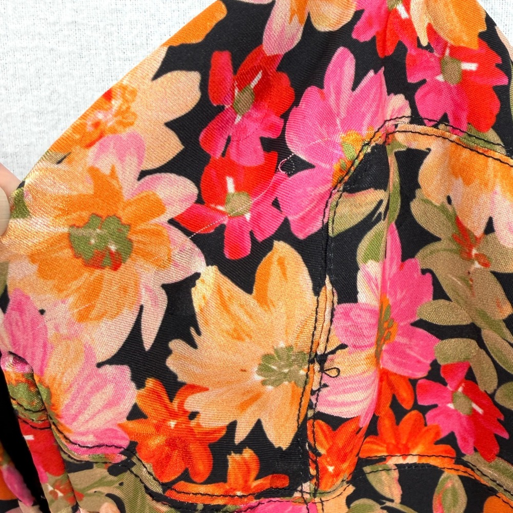 FOR LOVE & LEMONS FREE PEOPLE Sylvie Mini Dress Small Floral Bubble Hem Plunge - Picture 13 of 16